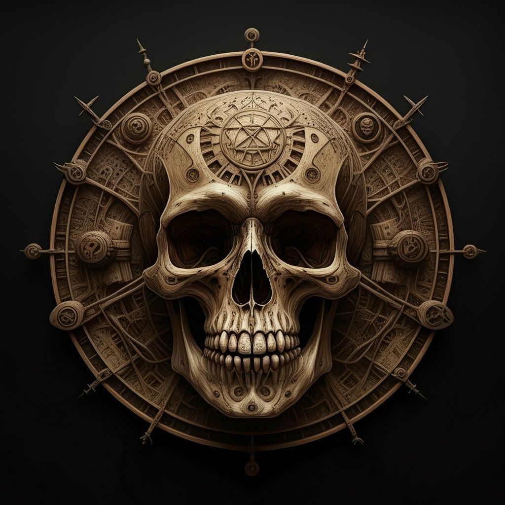 Mystical Wooden Skull Charm in Fantasy Realism Style