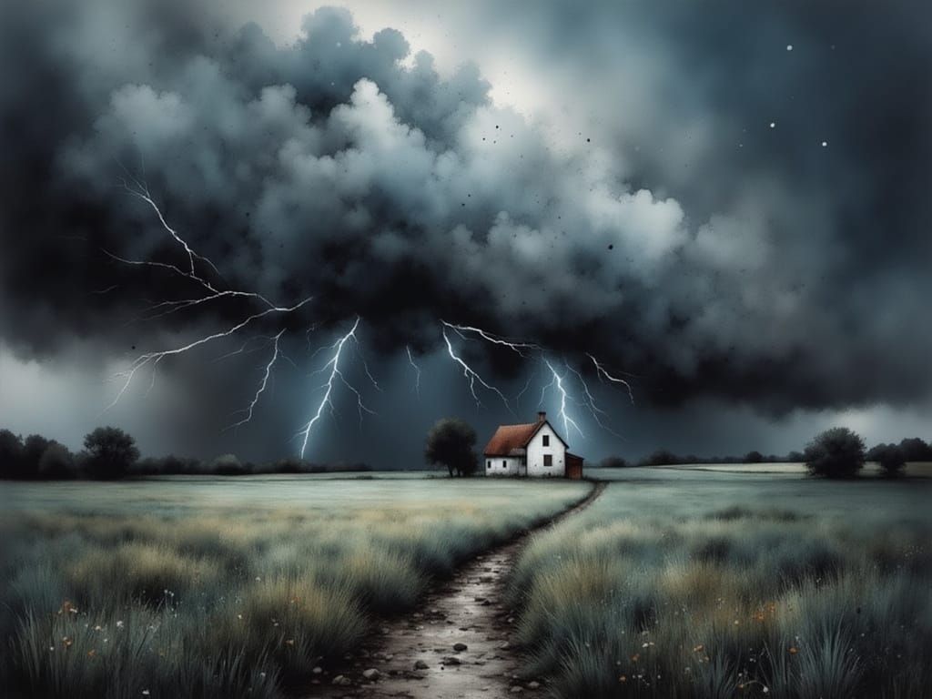 Majestic Thunderstorm in a Dark, Expressive World