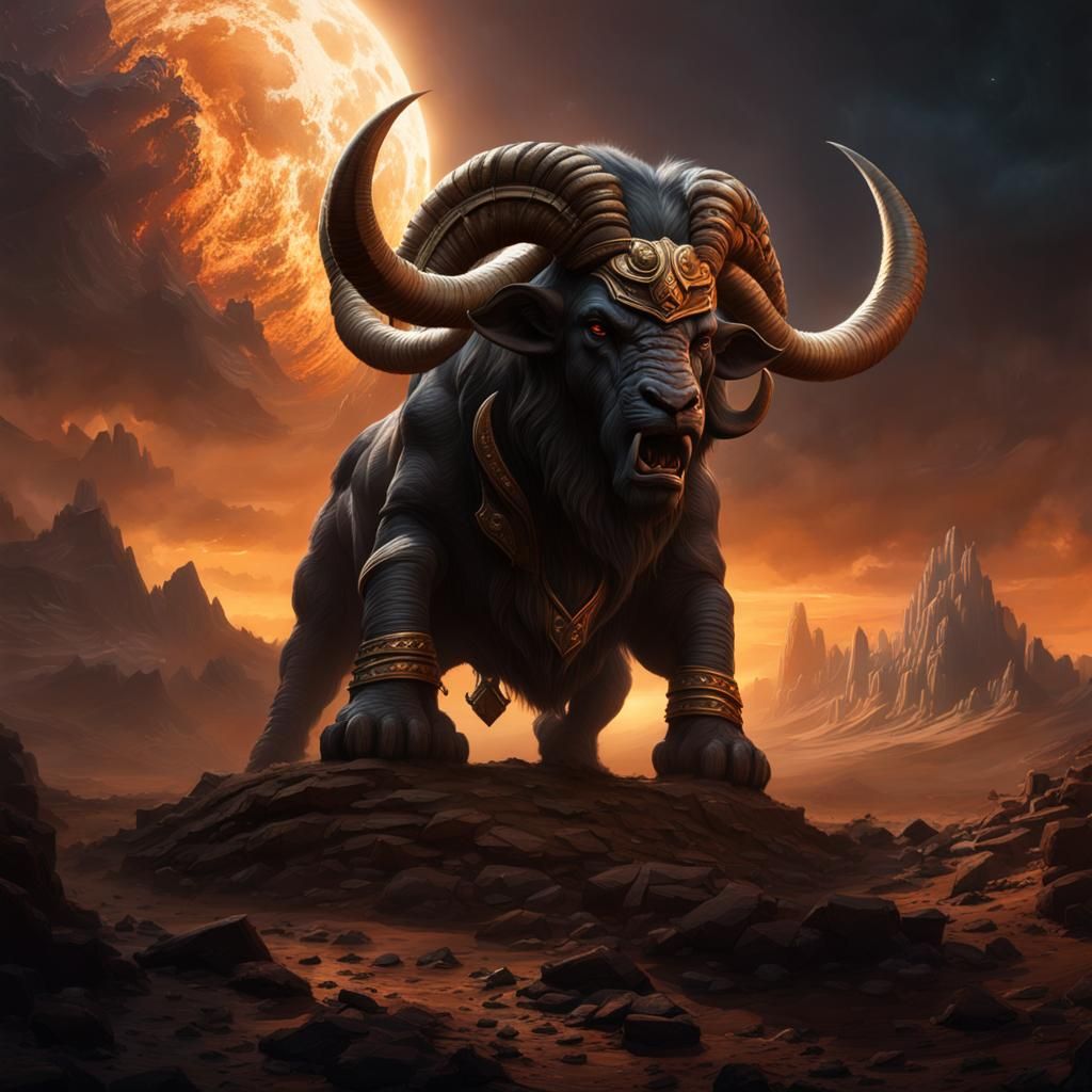 Cosmic Minotaur in Dark Fantasy Style
