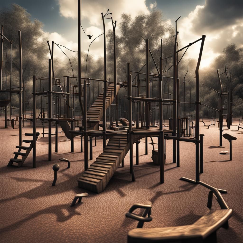 Hyperrealistic Stick Figure Playground