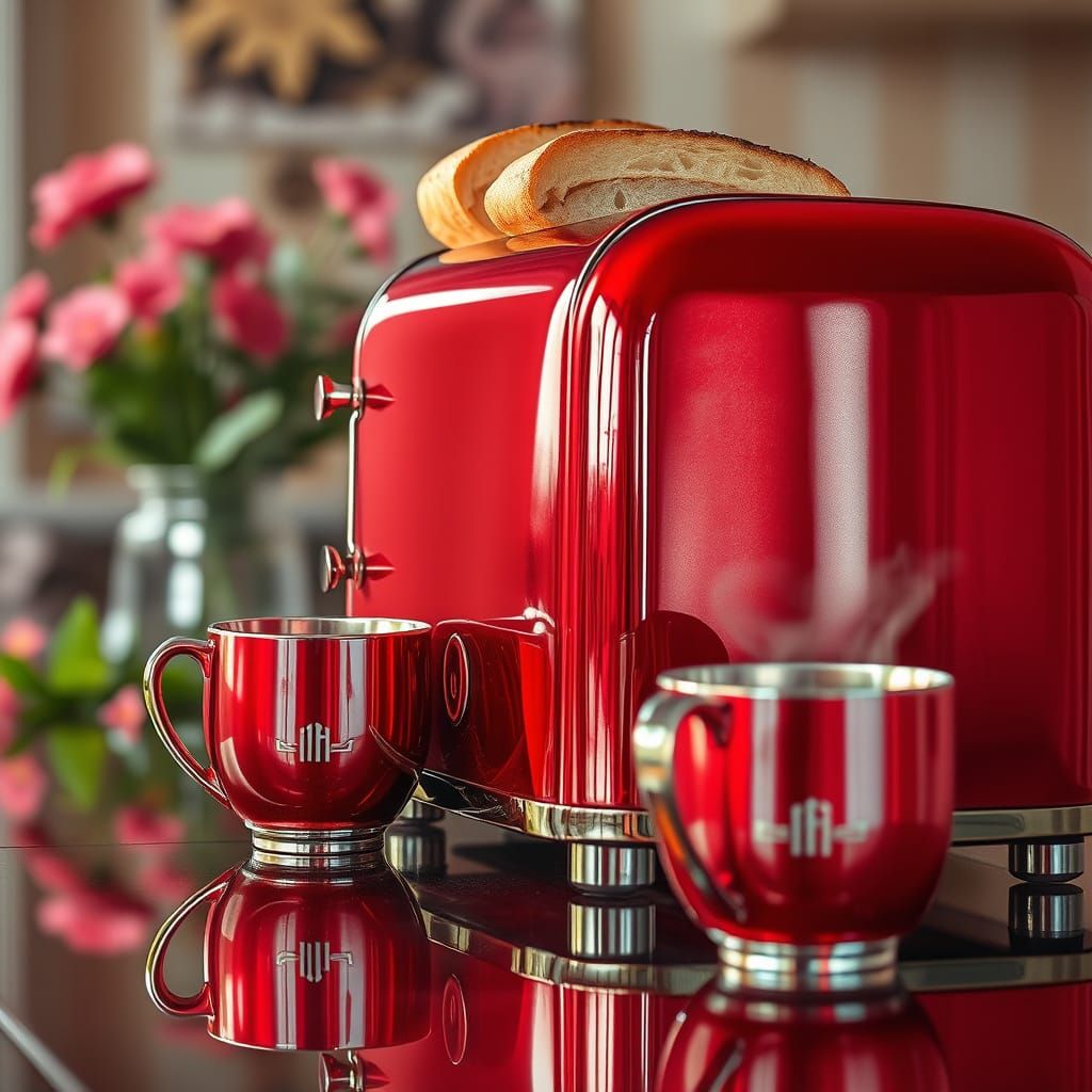 Hyper-Realistic Chrome Toaster in Perfect Condition