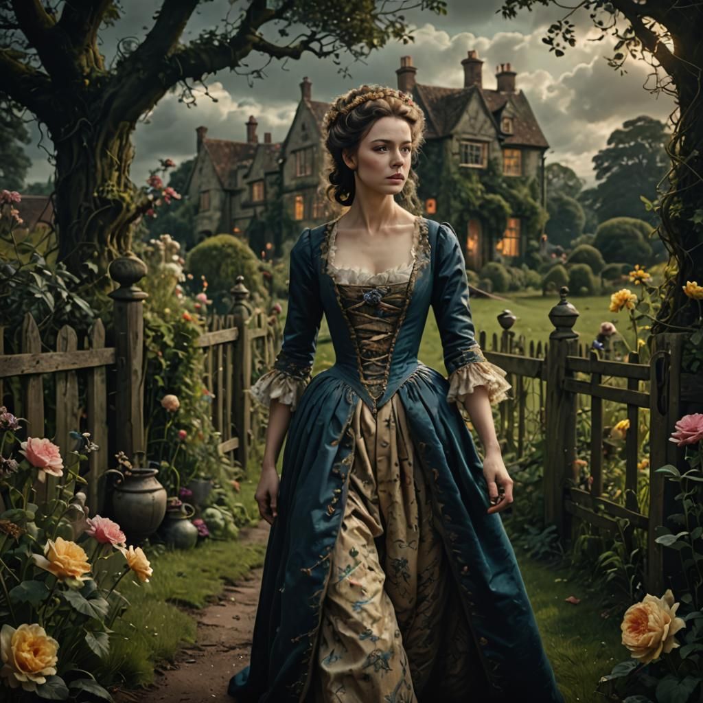 Woman with Potion: Gainsborough-Style Digital Painting