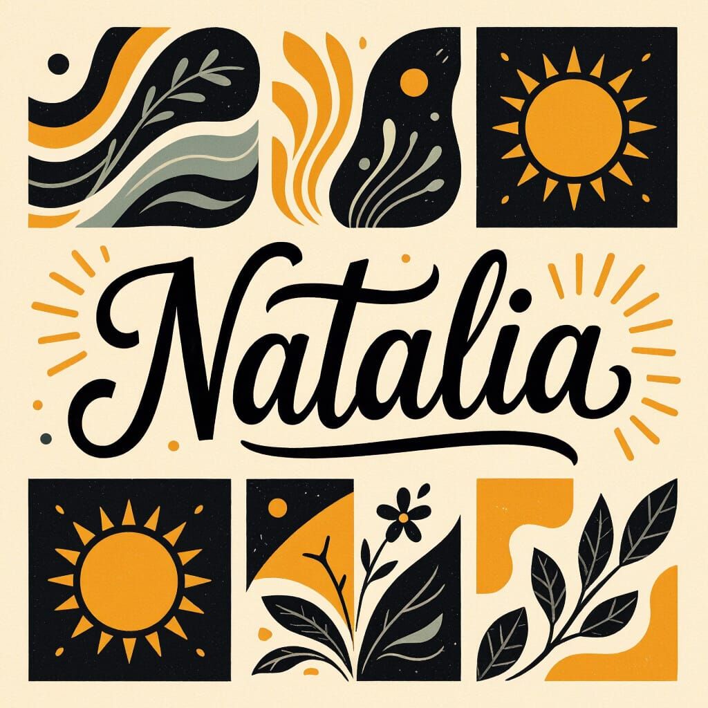 Elegant Black Handwritten Logo for Natalia