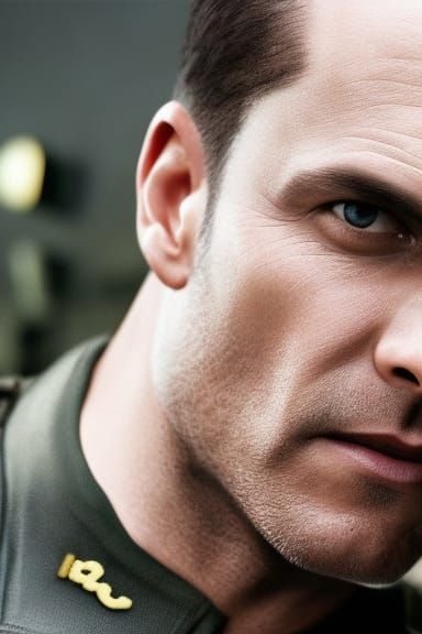 Photorealistic Portrait of Military Officer in Briefing Room