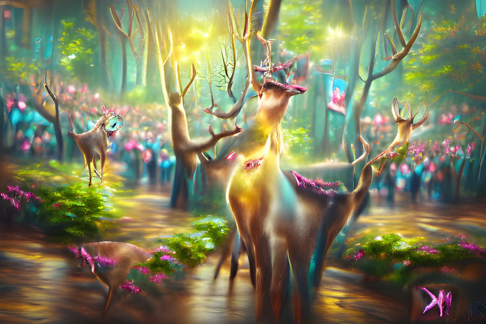 Ethereal Forest Spirit Emerges from Trees