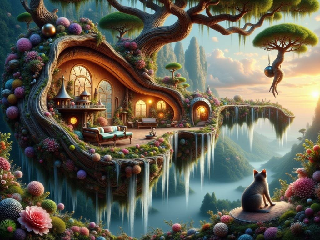 Surreal Dreamscapes in a Cyberpunk Guitar Apartment