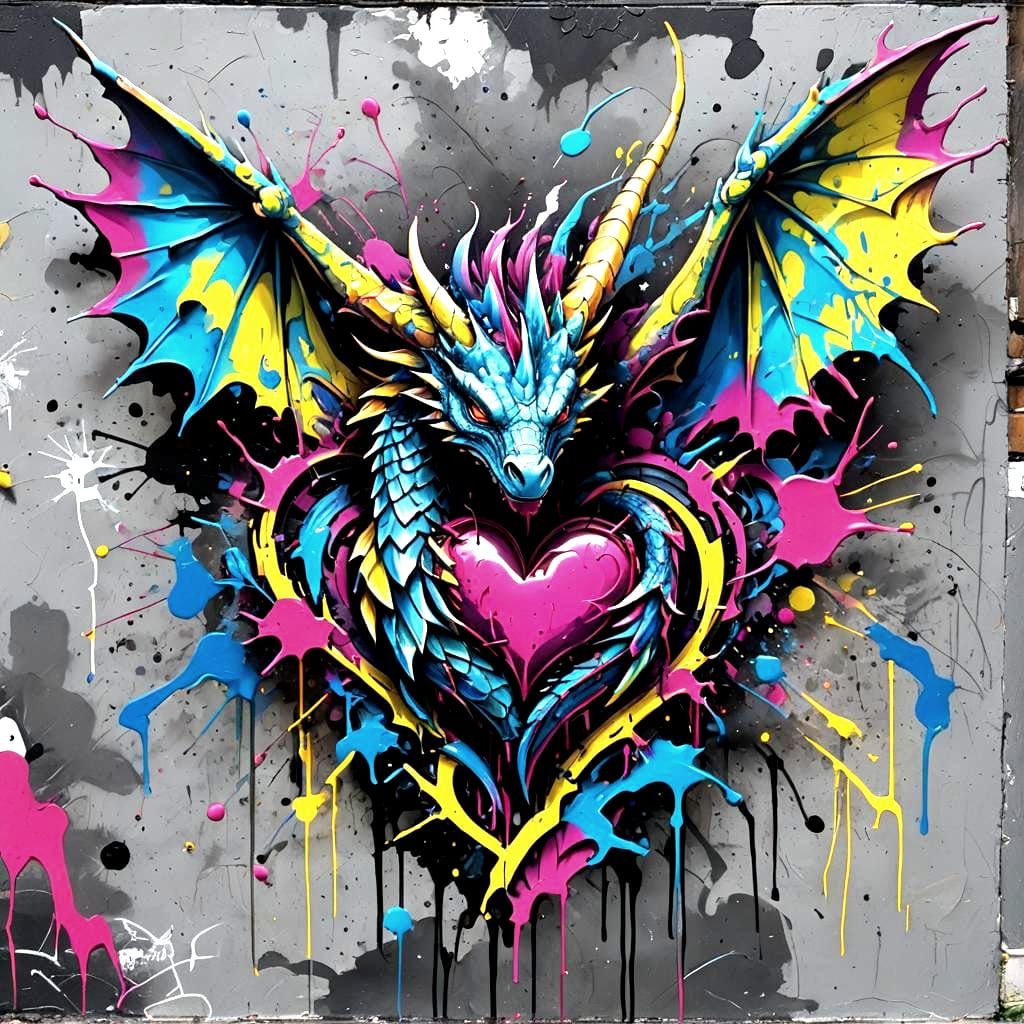 Graffiti Dragon Heart with Loyalty