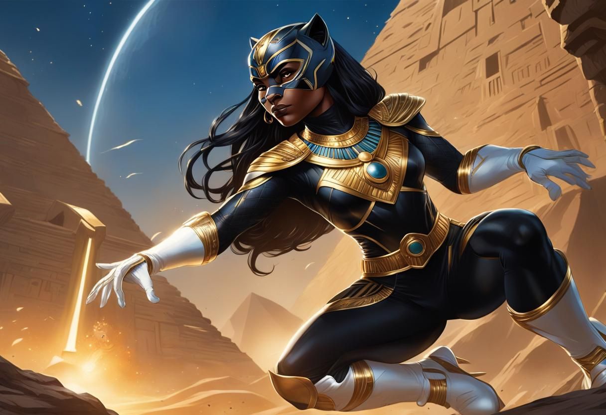 Black Panther Superhero in Comic Book Style