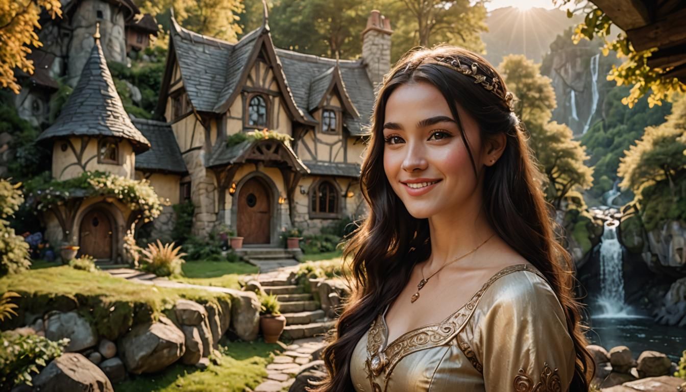 Elven Princess Portrait in Dreamy Golden Light
