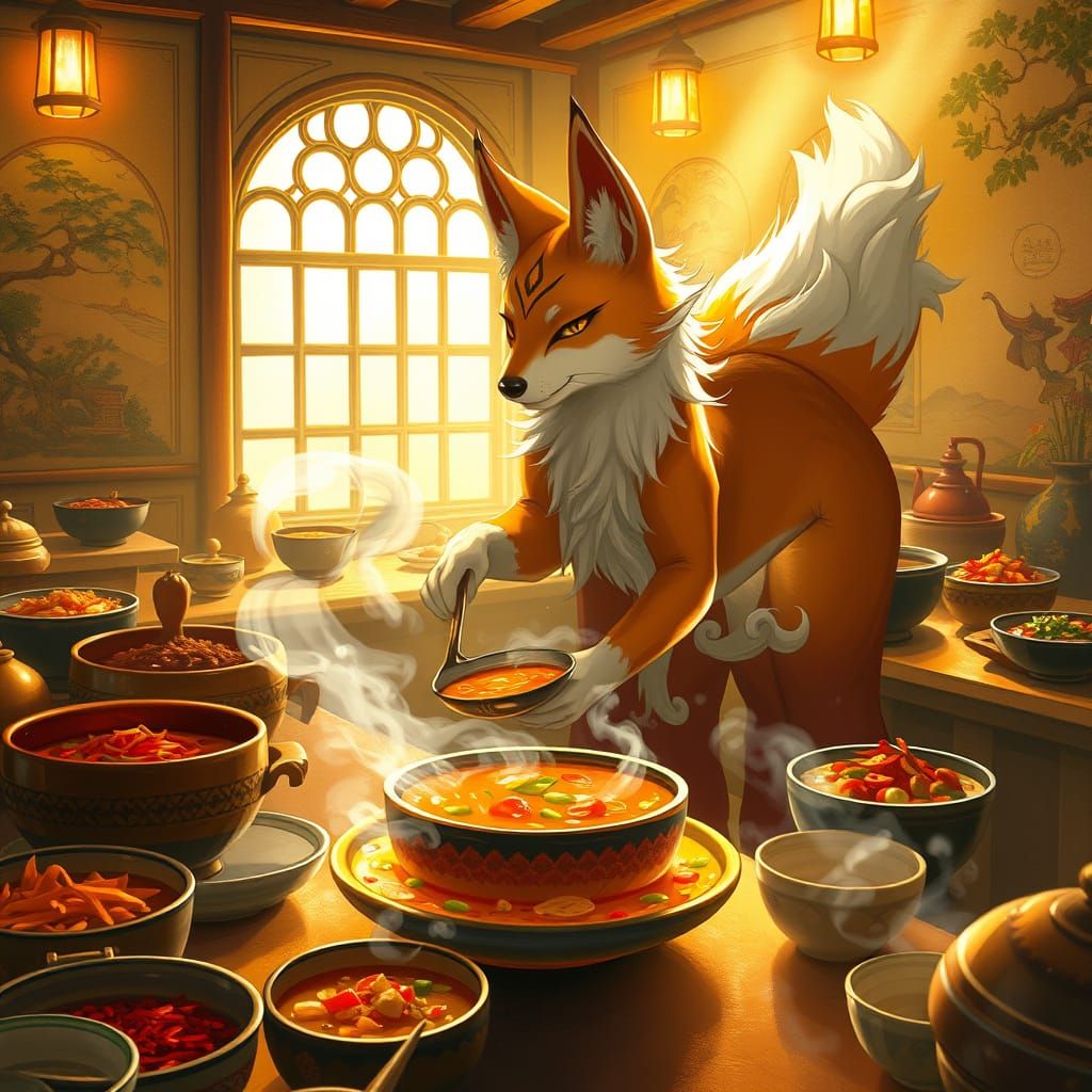 Kitsune Soup Kitchen in Whimsical Fantasy Setting