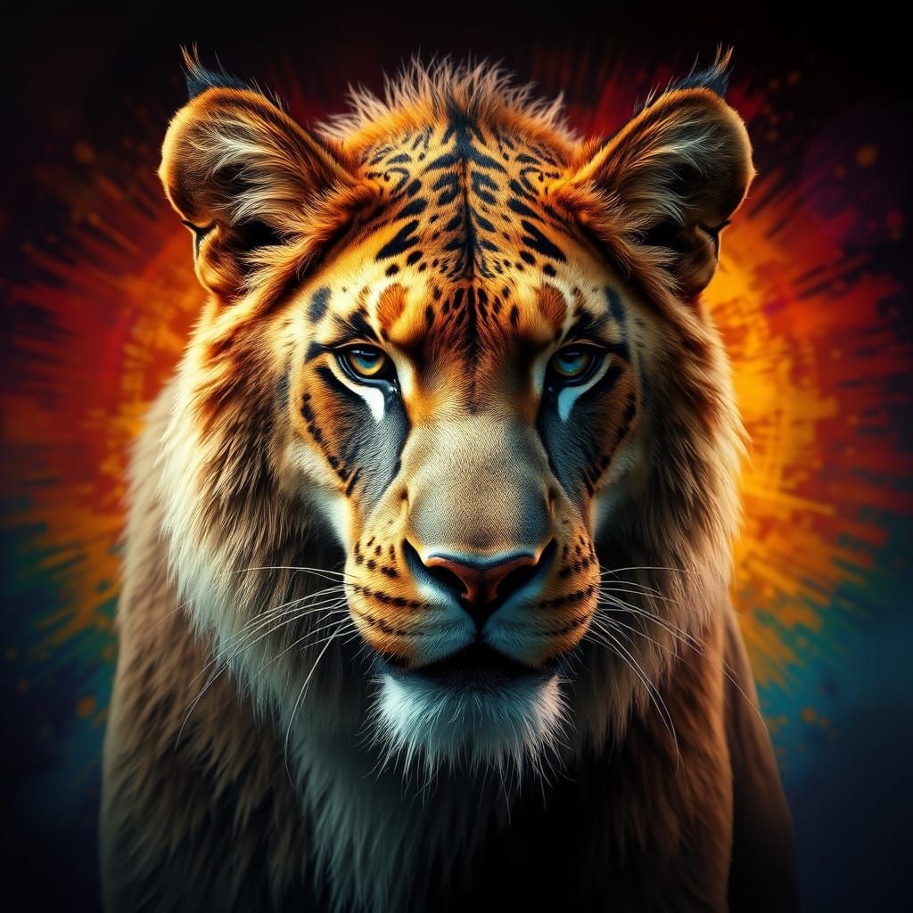 Hyperrealistic Animal Portrait with Vibrant Background