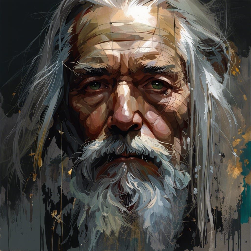 Detailed Portrait of an Old Man in Digital Painting Style