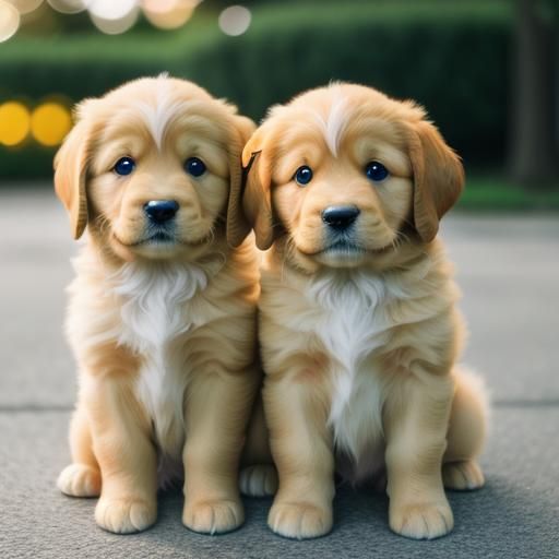 Cute Golden Retriever Puppies in Natural Light