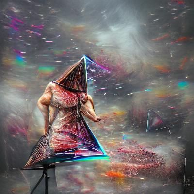 Pyramid Head in Holographic Cosmic Astral Illustration