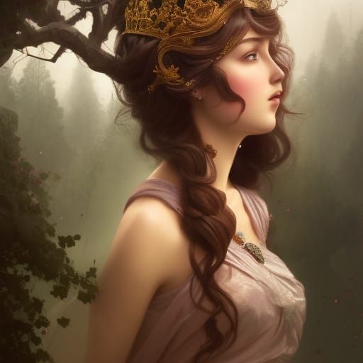 Enchanted Royal Lady with Tree Castle Portrait