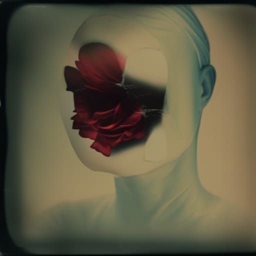 Surreal Cat Self-Portrait with Cherries, Mixed Media