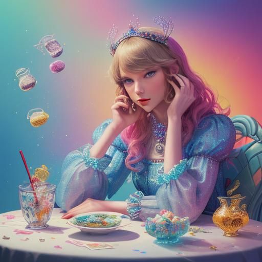 Taylor Swift as Phoenix Tarot Reader in Candy Art