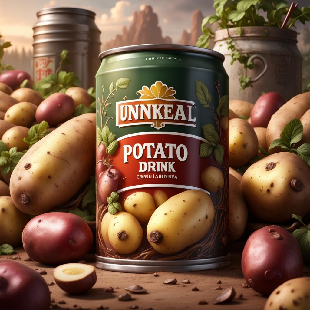 Canned Potato Drink: Fantastical Matte Painting