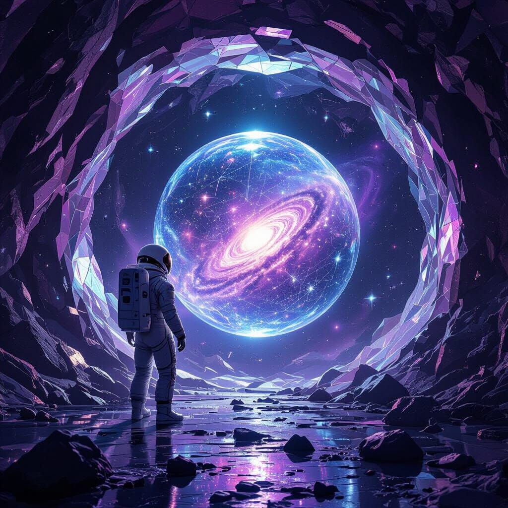 Astronaut Finds Galaxy Inside Crystalline Asteroid