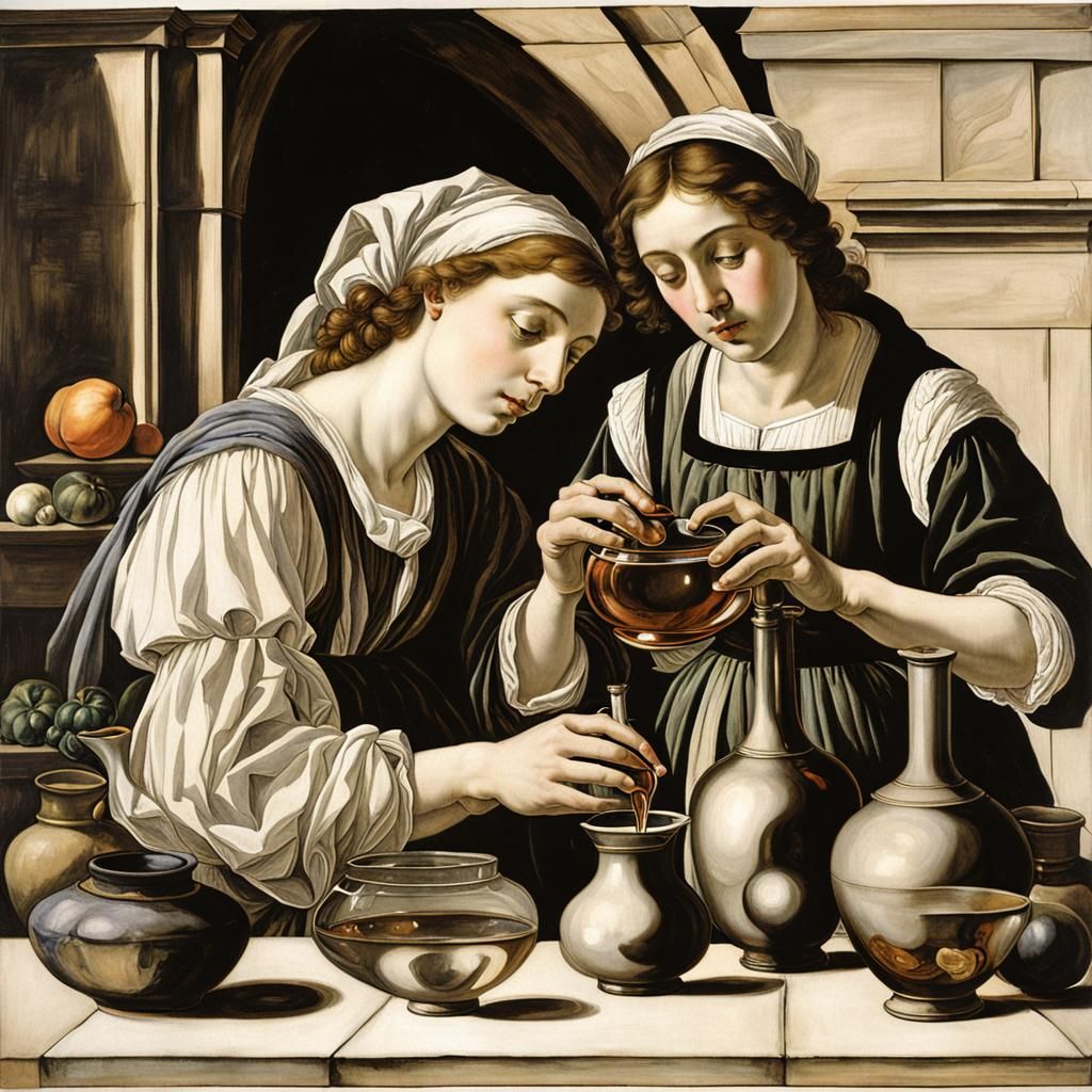 Gulia Tofana's Potions: Vintage European Ink Print