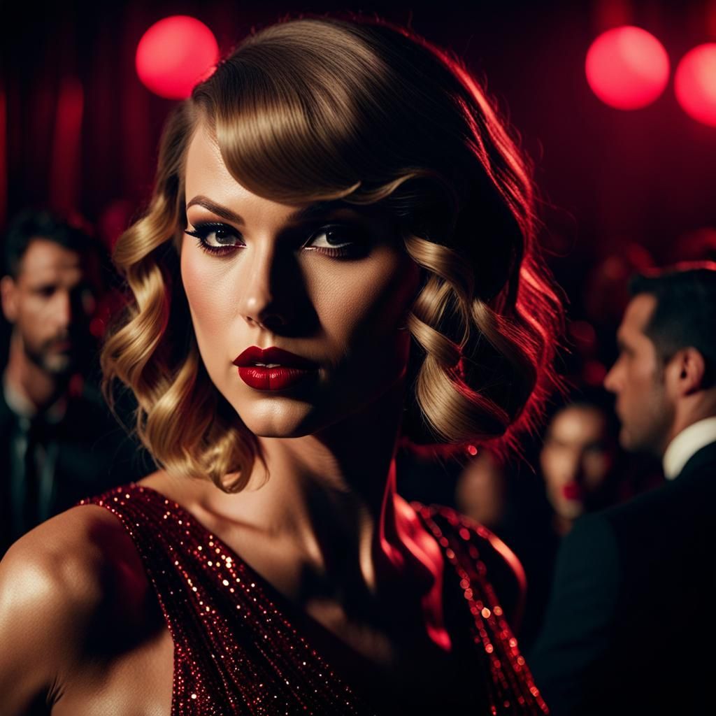 Taylor Swift Dancing Seductively: Cinematic Film Still