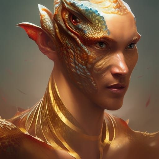 Detailed Dragon Fishman Portrait in Unreal Engine 5