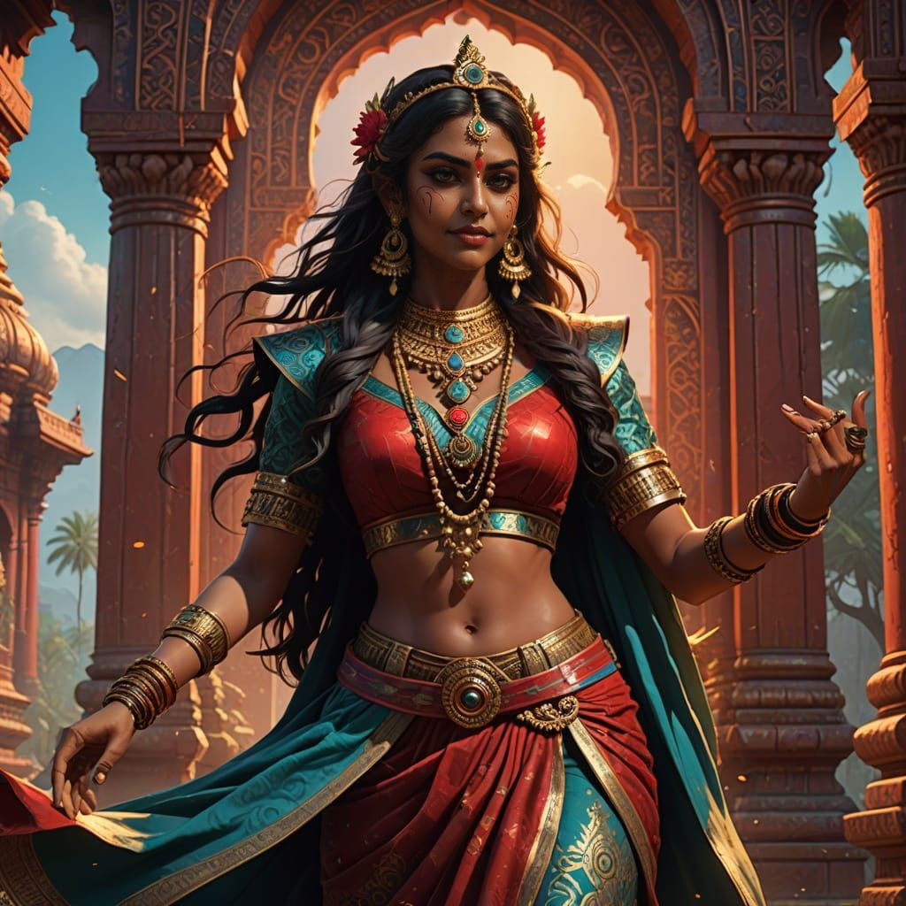 Kali Dances in a Vibrant Indian Temple