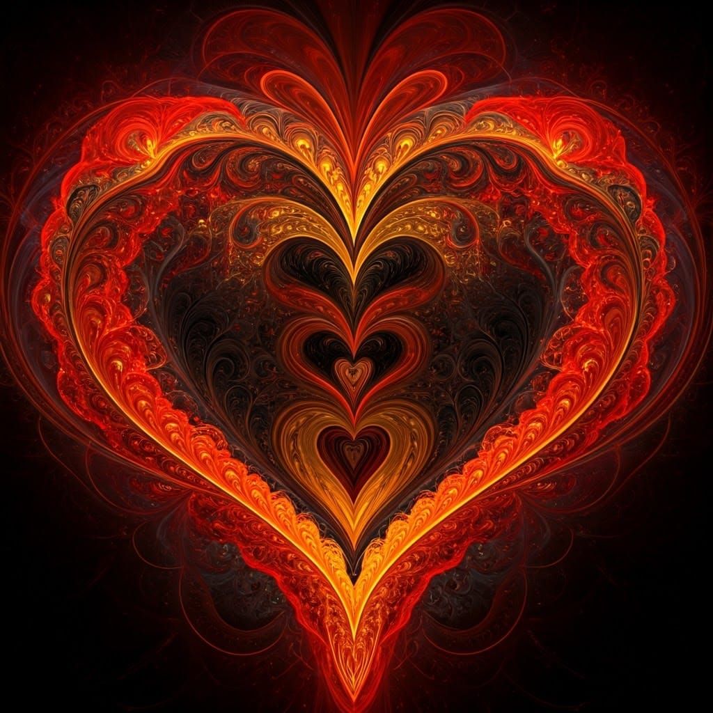 Voluminous Fiery Heart in Hyperreal Detail