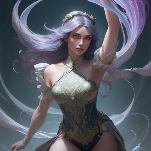 Ethereal Starlight Portrait in Art Nouveau Style