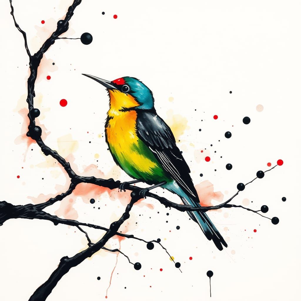 Abstract Nightingale Song in Alcohol Ink