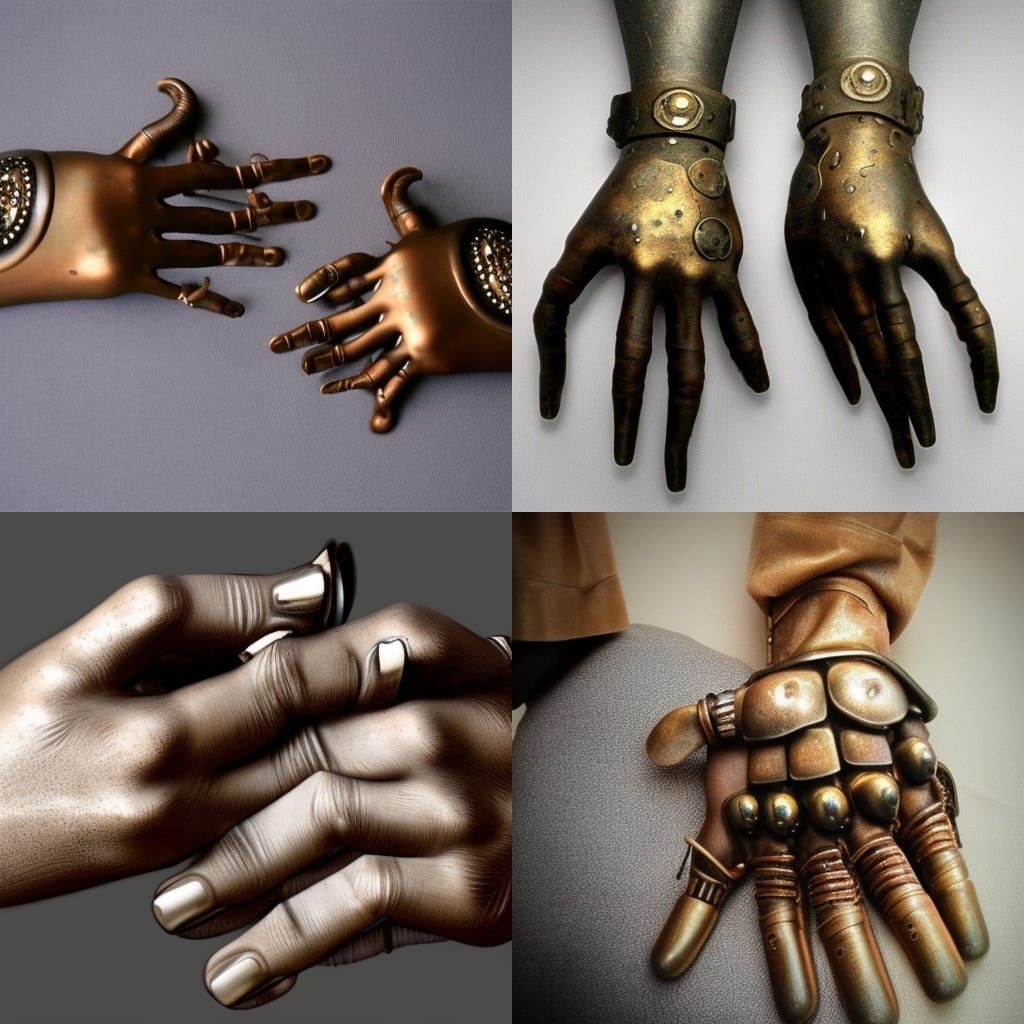 Realistic Steampunk Hands with Mechanical Details