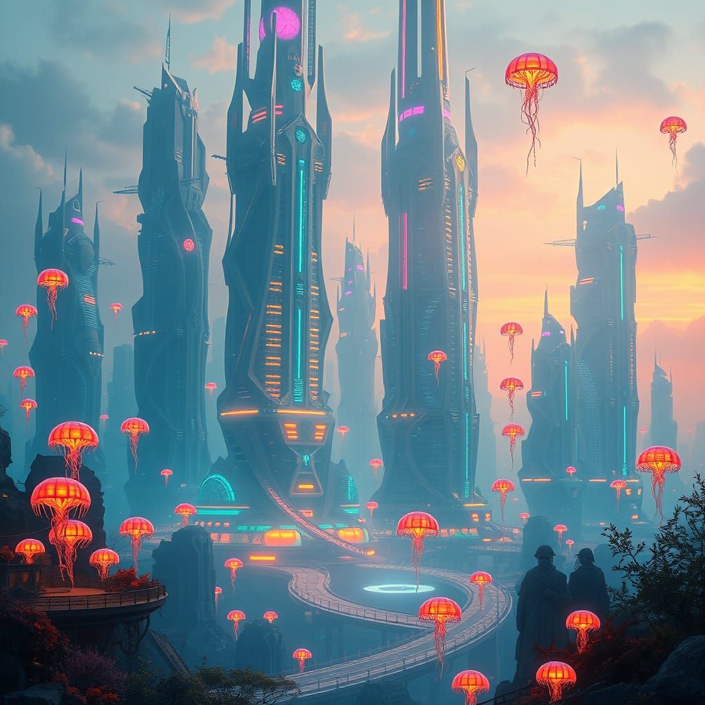 Futuristic Underwater Metropolis with Kelp Skyscrapers