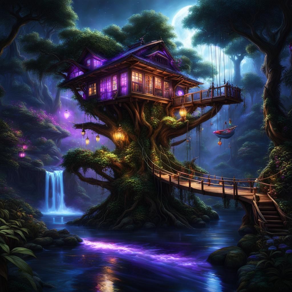 Bioluminescent Alien Treehouse Concept Art