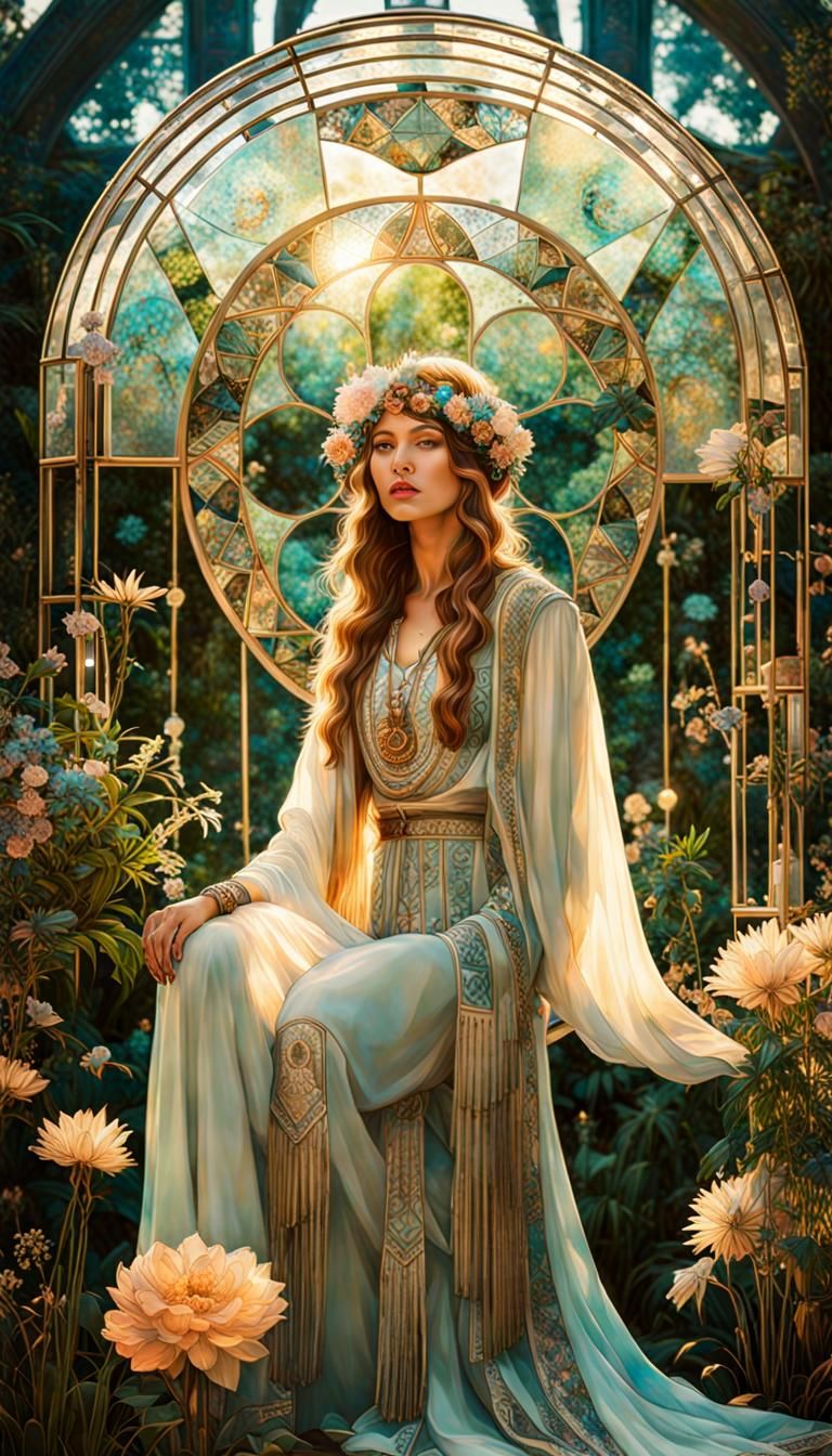 Bohemian Crystal Point in Garden, Art Deco Style