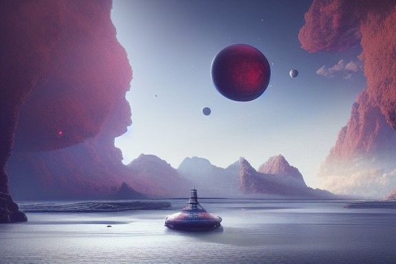 Crashed Spaceship on Alien Planet: Digital Painting