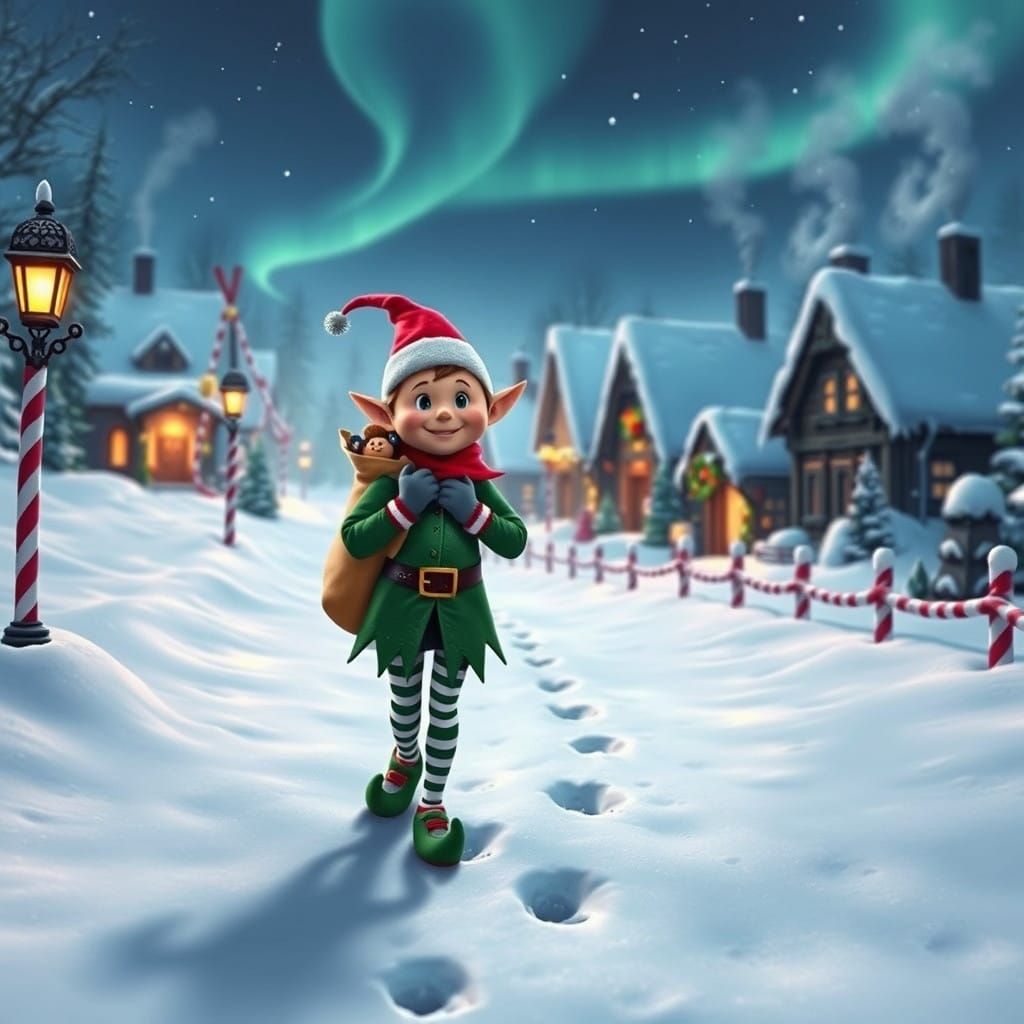 Magical Christmas Village with Cheerful Elf