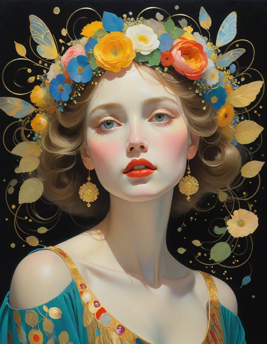 Glowing Goddess in Whirling Firefly Halo