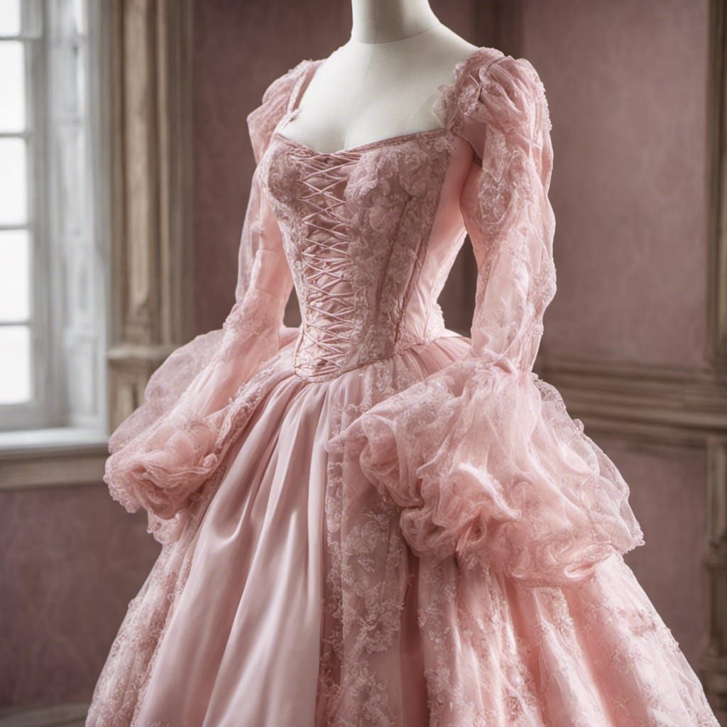 Rococo Pink Princess Dress on Dress Form
