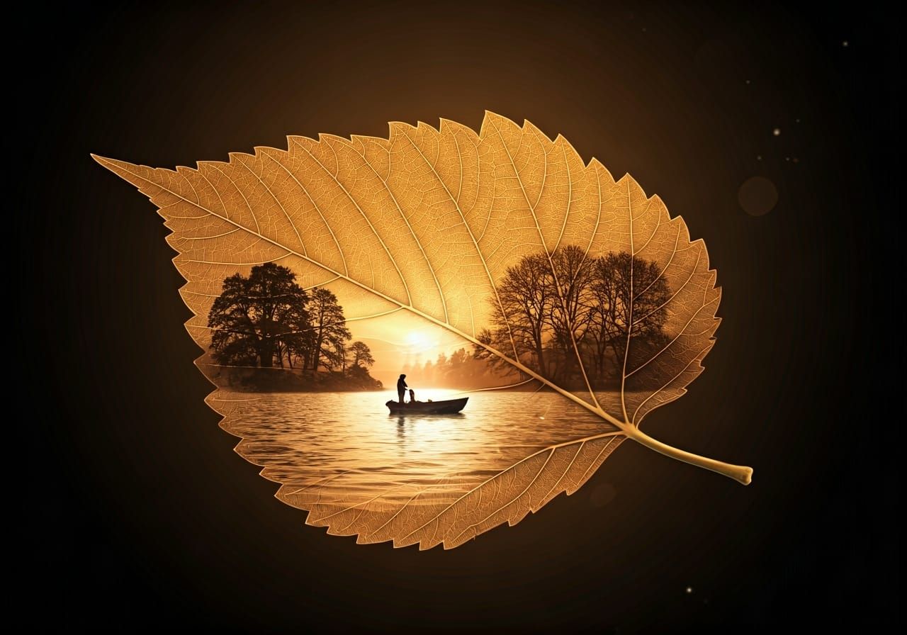Golden Leaf Reveals Serene Landscape