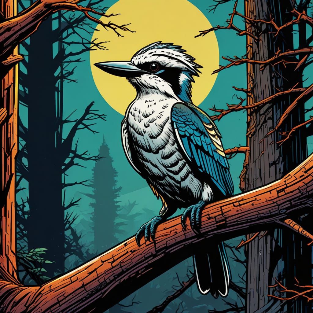 Bold Kookaburra Comic Book Illustration in Retro Style