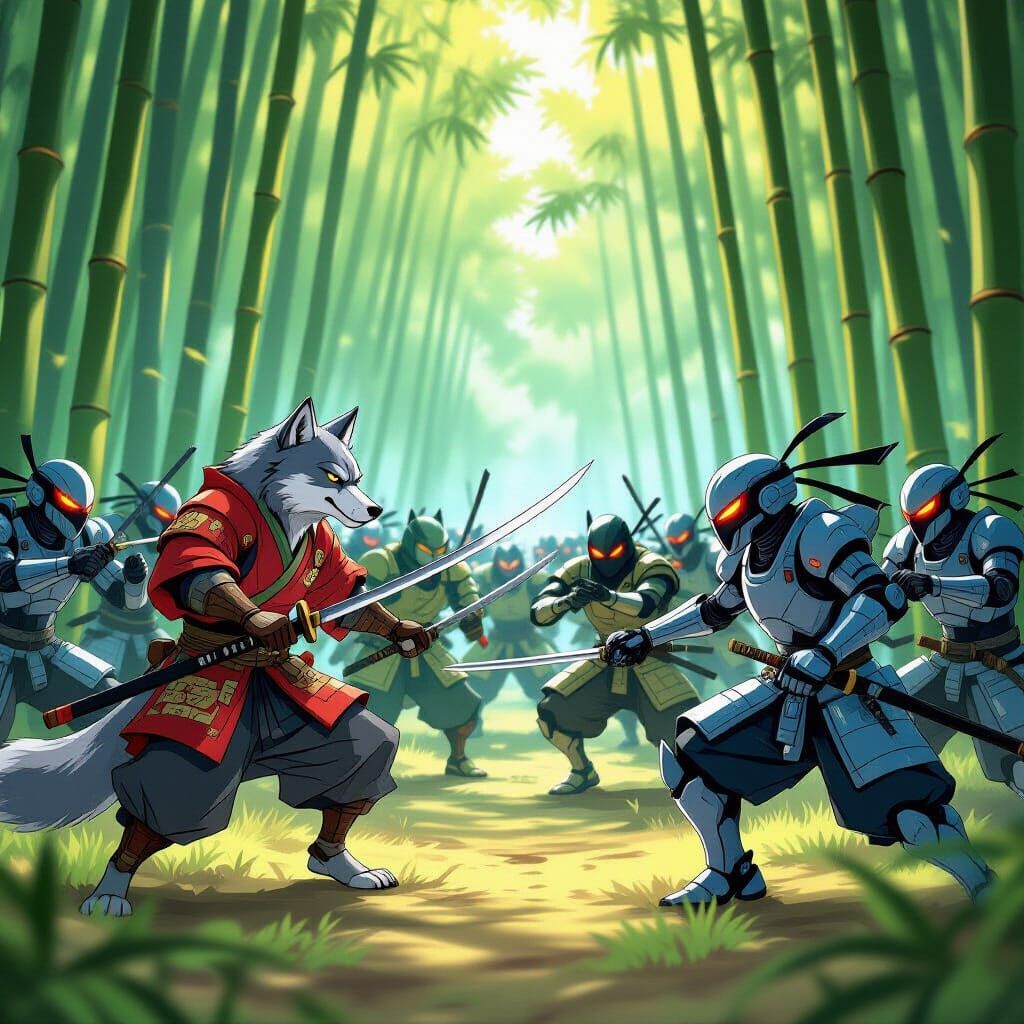 Epic Battle: Animal Samurai vs Robotic Ninjas