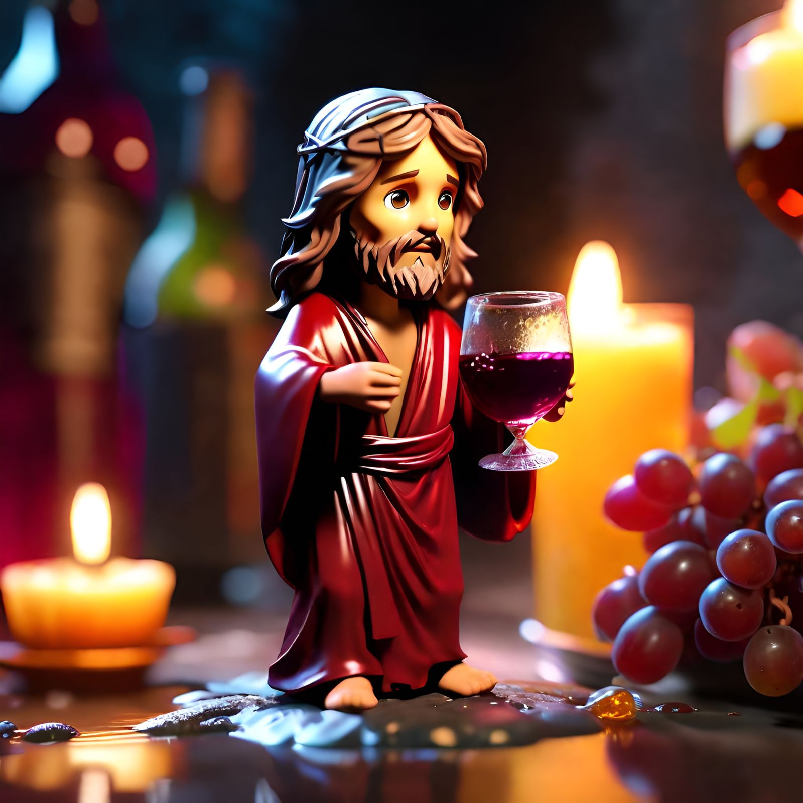Chibi Jesus changing water into wine