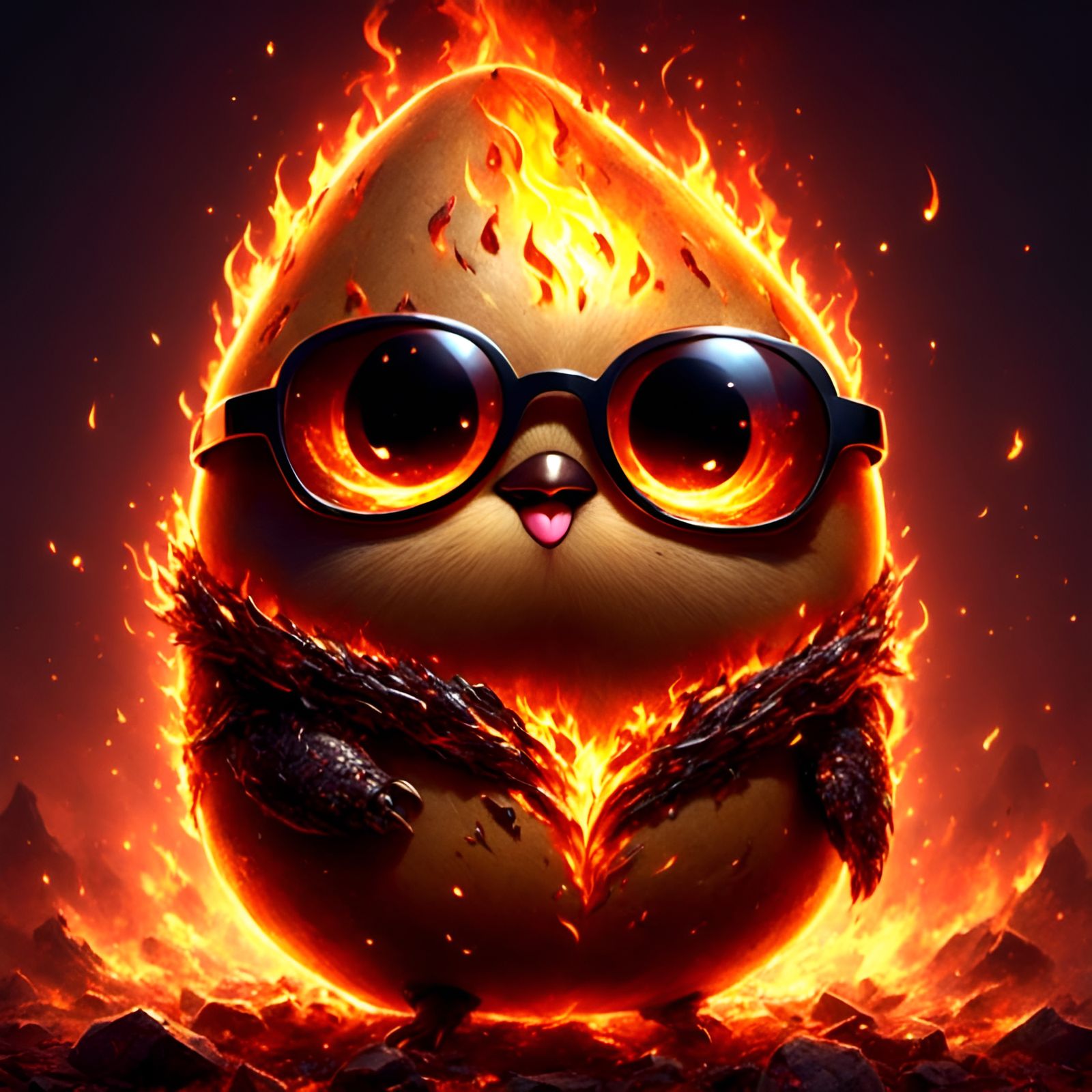 Fiery Potato Portrait with Sunglasses