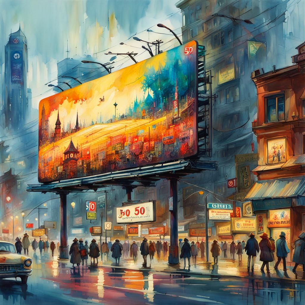 Fantasy Billboard Number 500 in Watercolour Style