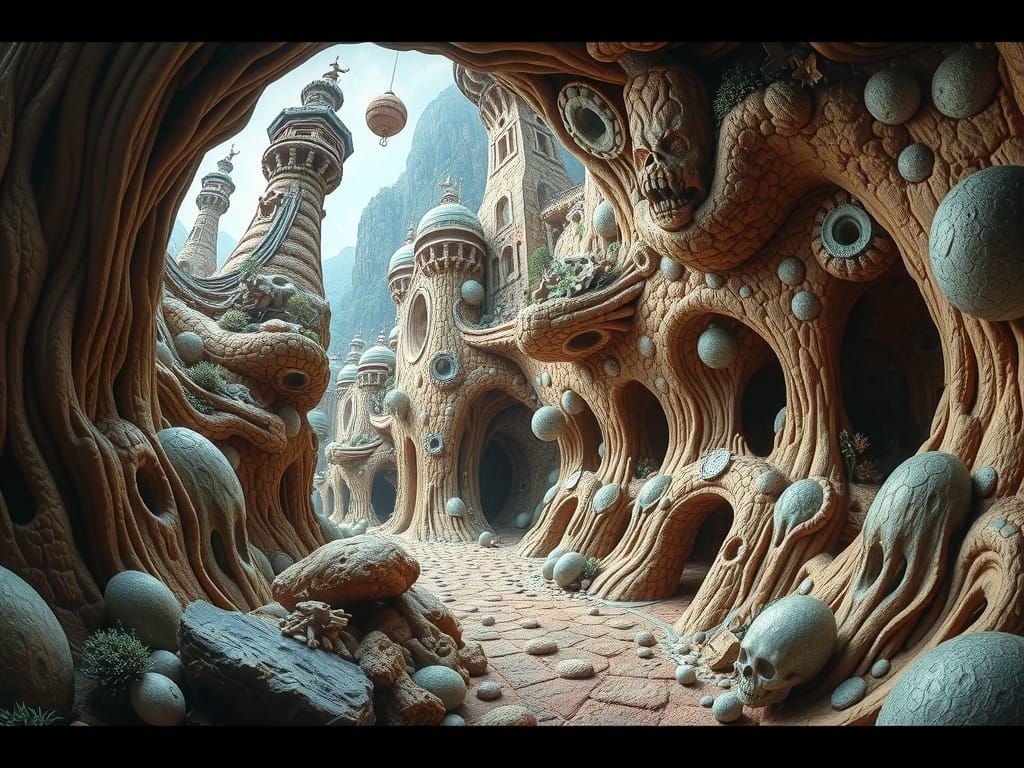 Surreal Hyperrealistic Geologic Collage in Wonderland Interi...