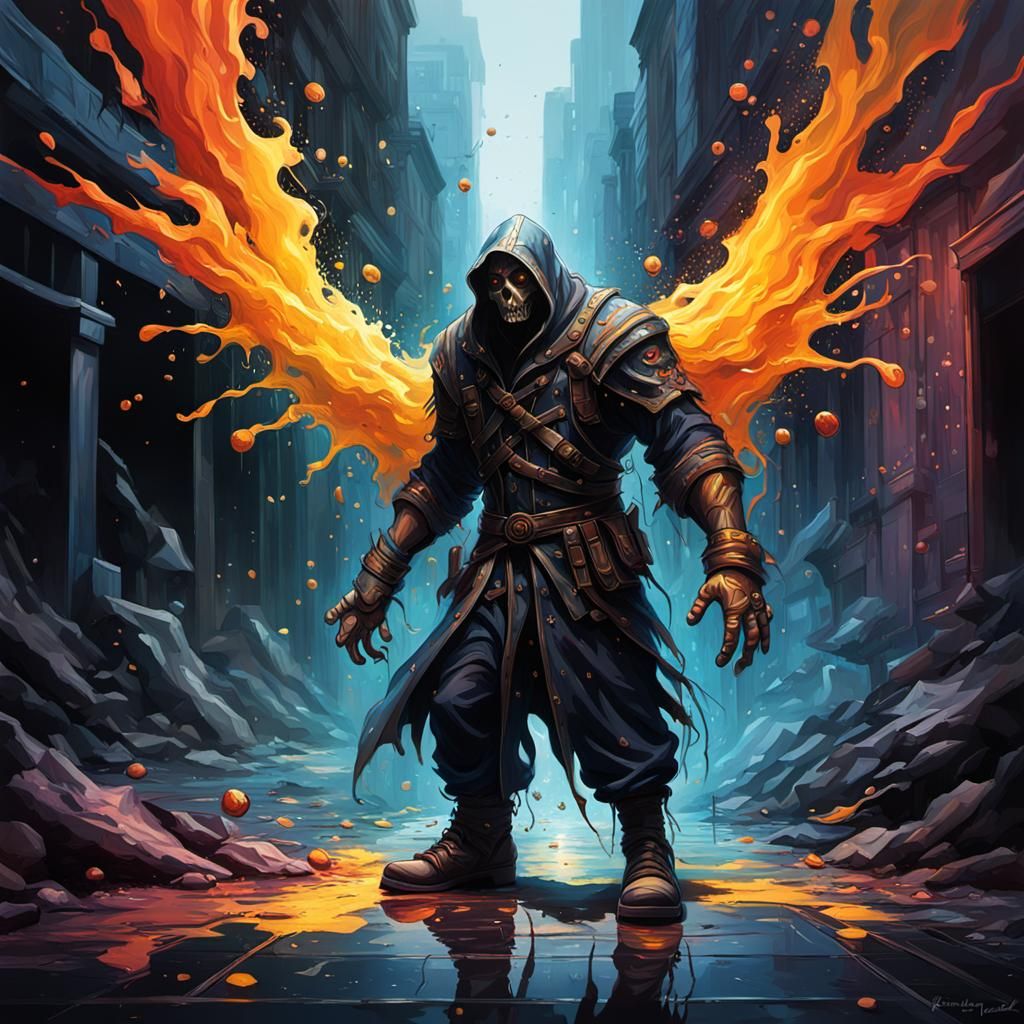 Sinister Footsteps in Hyperrealistic Splash Art