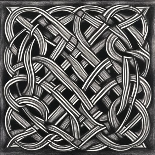 Detailed Charcoal Drawing of a Celtic Knot