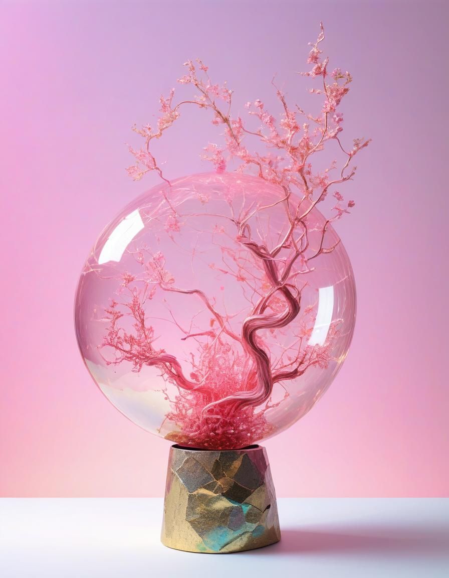 Ethereal Pink Art in Minimalist Impasto Style