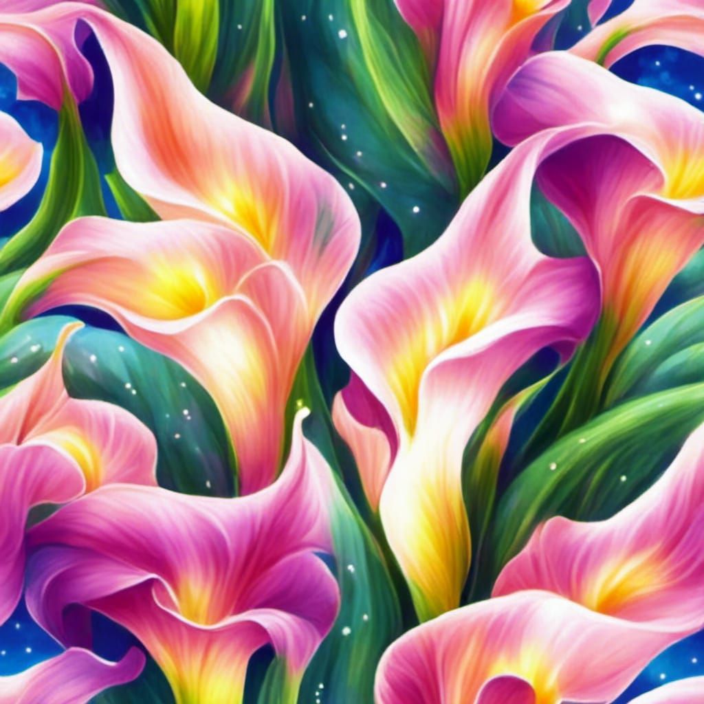 Vibrant Calla Lilies in Artistic Style