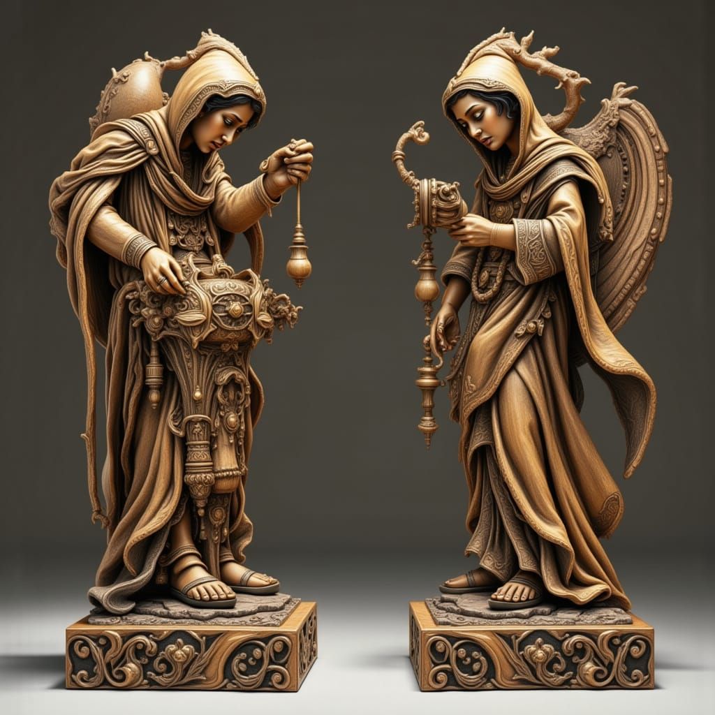 Magic Wood Sculpture in Digital Art Style